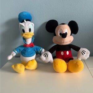 Disney Mickey Mouse and Donald Duck Plush Duo - Black, Red, Blue, Yellow